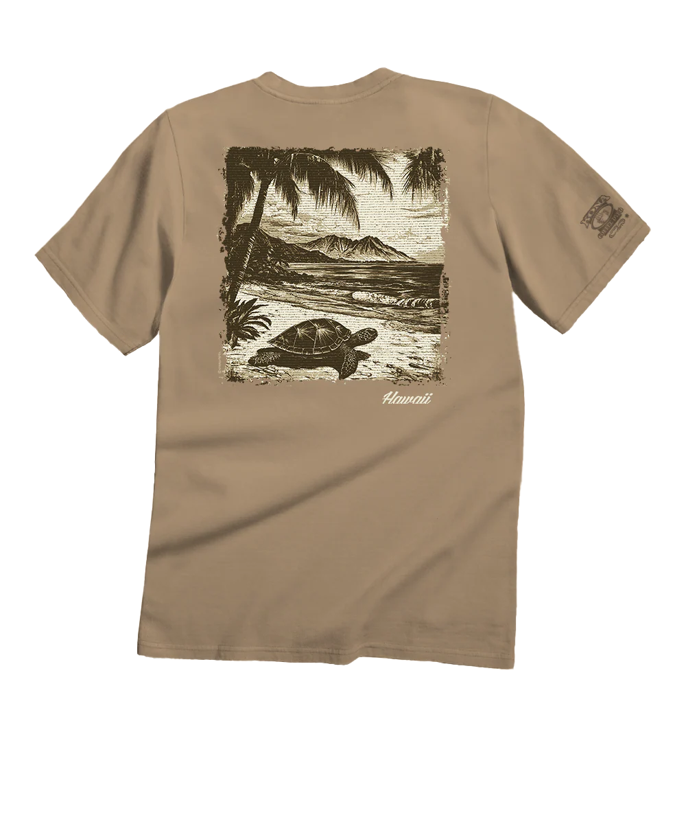 Island Retro Honu Scenic - Kona Coffee Dyed Short Sleeve Crewneck T-Shirt