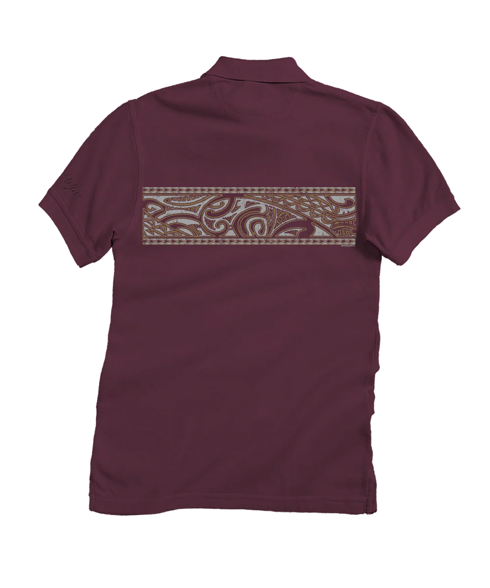Island Tribal Band - Wine Dyed Short Sleeve Oceanfront Polo Shirt - Image 4