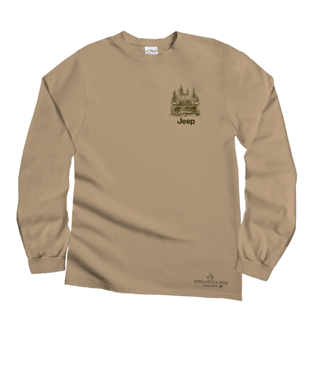 Jeep Jeep Pines - Kona Coffee Dyed Long Sleeve Crewneck T-Shirt - Image 4