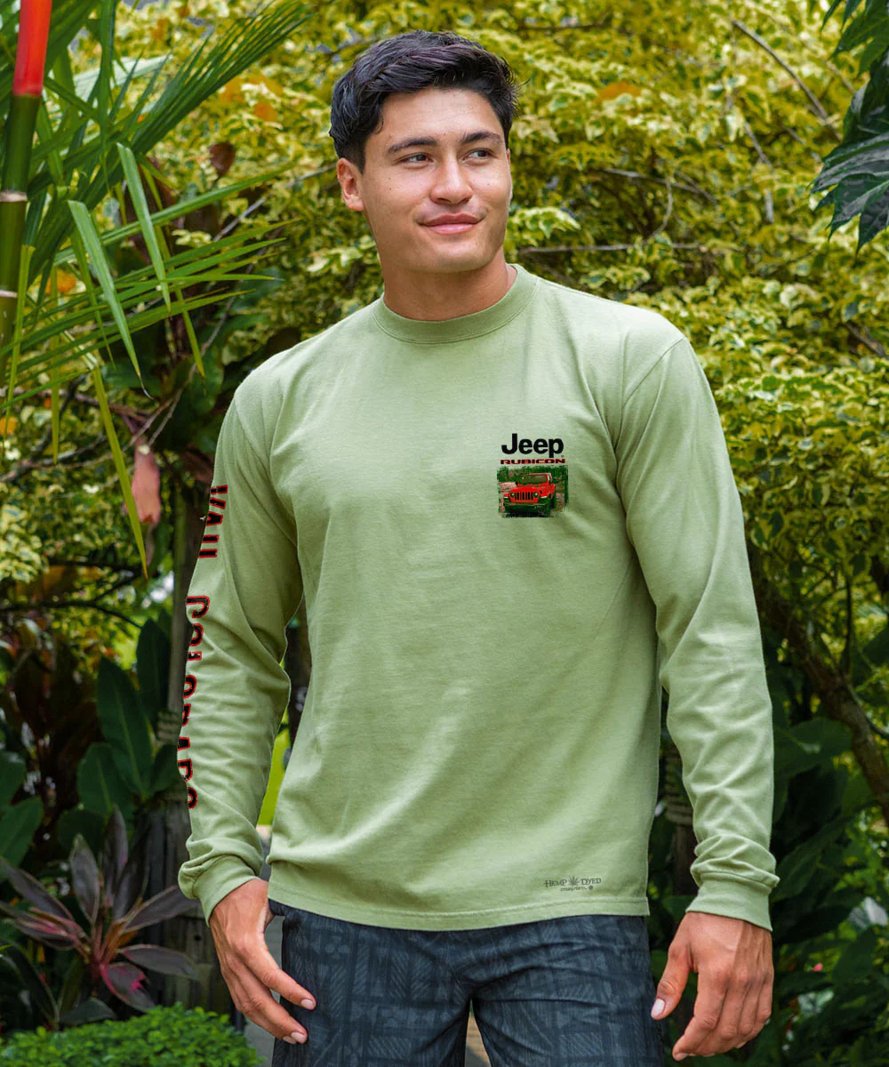 Jeep® Rubicons Trail - Hemp Dyed Long Sleeve Crewneck T-Shirt - Image 3