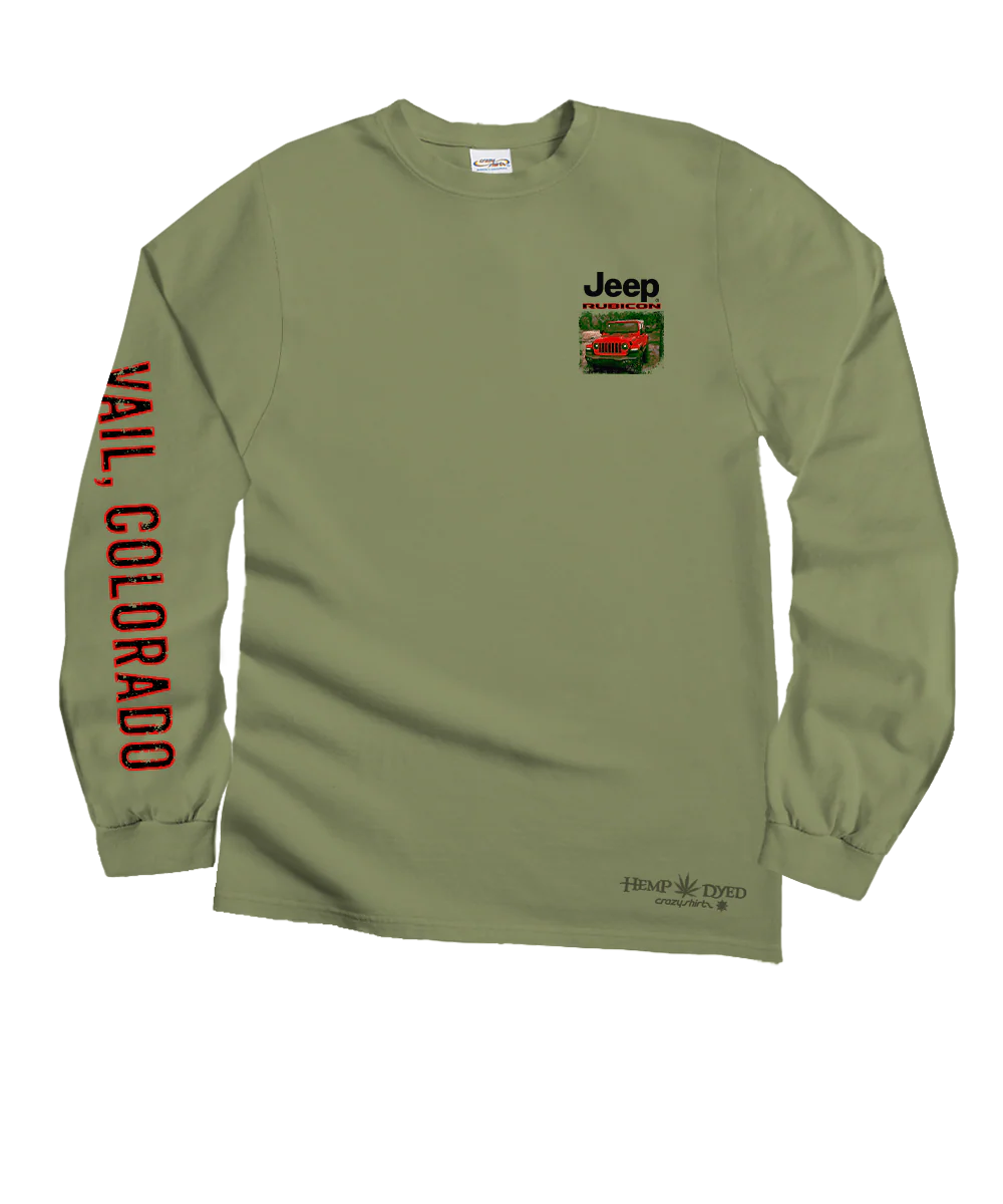 Jeep® Rubicons Trail - Hemp Dyed Long Sleeve Crewneck T-Shirt - Image 4