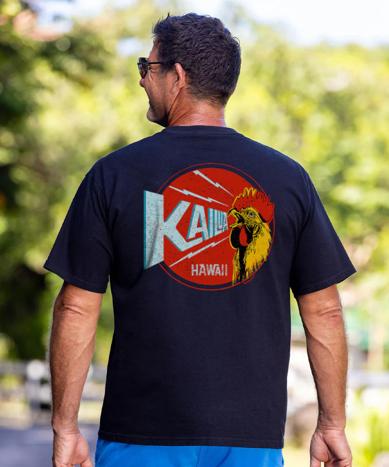 Kailua Thunder Chicken - Black Short Sleeve Crewneck T-Shirt - Image 2