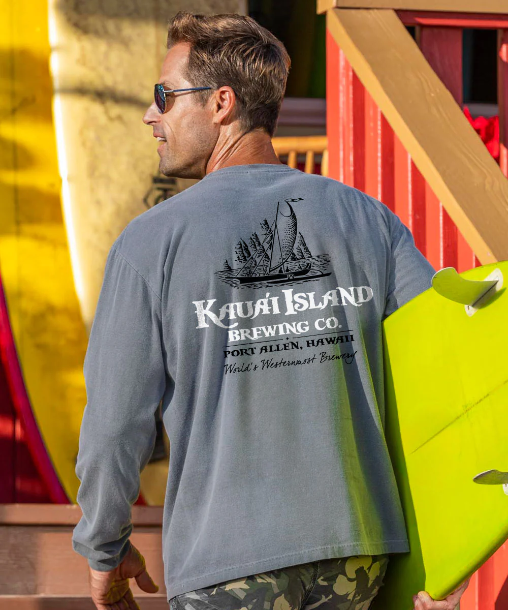 Kauai Island Brewing Co New Logo - Crater Dyed® Long Sleeve Crewneck T-Shirt - Image 2