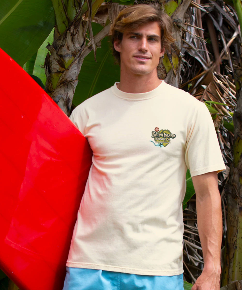 Kauai Island Brewing Co Retro Label - Coconut Dyed Short Sleeve Crewneck T-Shirt - Image 3