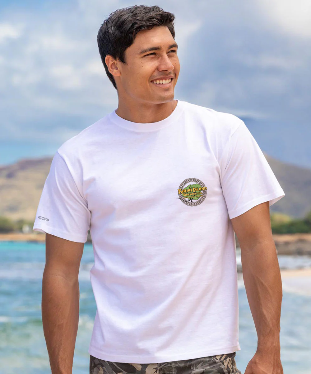 Kauai Island Brewing Co Tribal Circle - White Short Sleeve Crewneck T-Shirt - Image 3