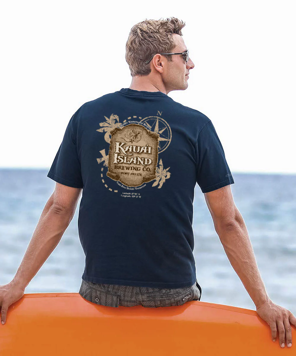 Kauai Island Brewing Co Kauai Island Label - Navy Short Sleeve Crewneck T-Shirt - Image 2