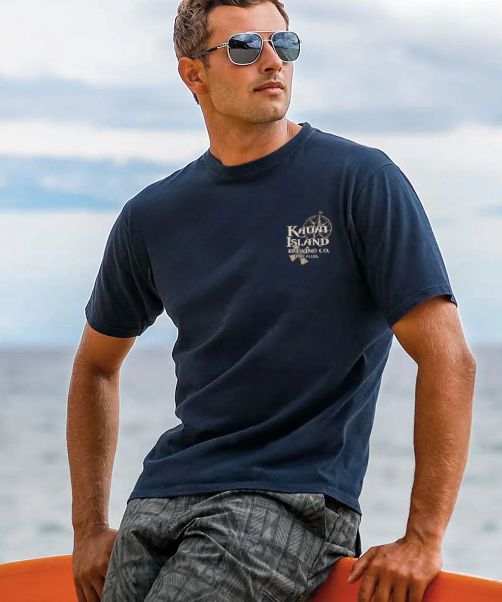 Kauai Island Brewing Co Kauai Island Label - Navy Short Sleeve Crewneck T-Shirt - Image 3