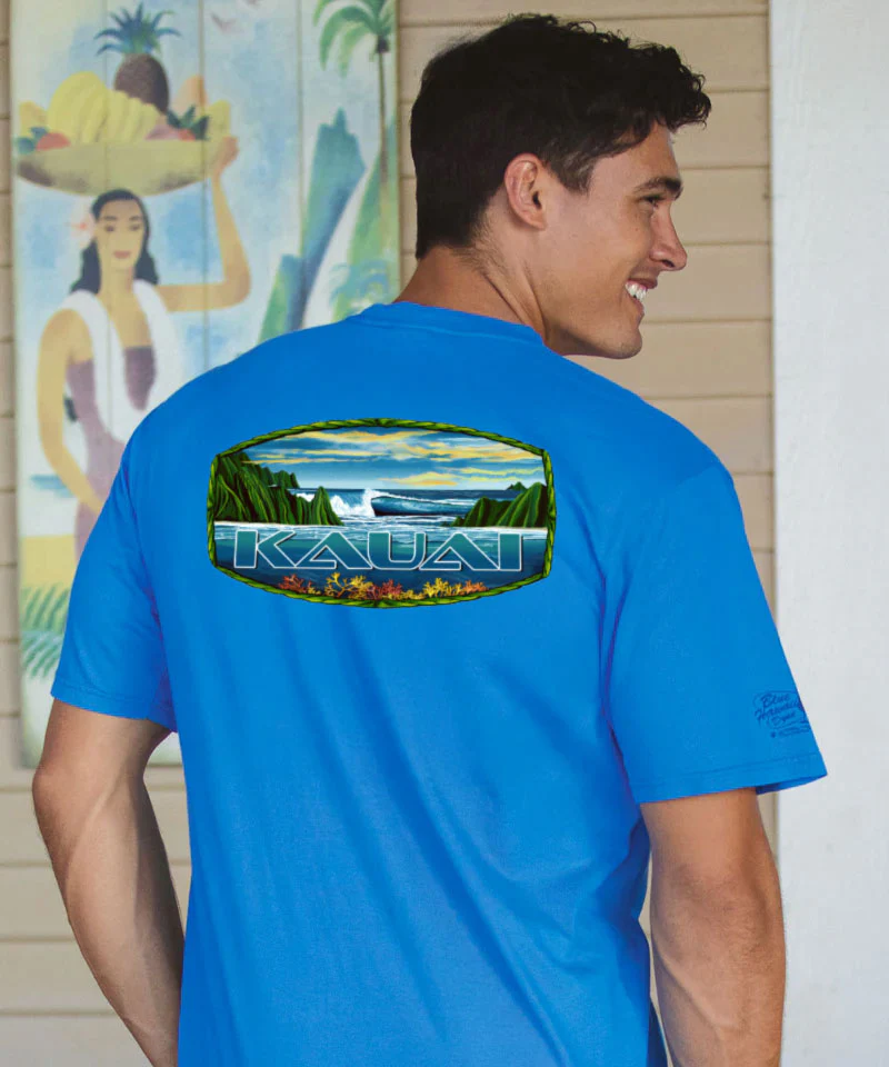 Kauai Scenic - Blue Hawaii Dyed Short Sleeve Crewneck T-Shirt - Image 2