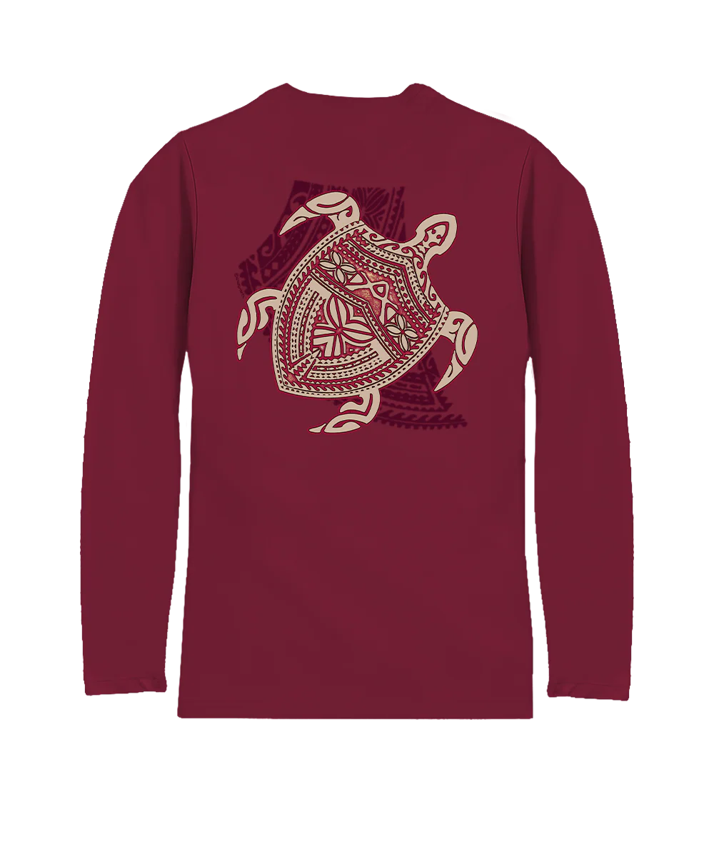 Keola Honu - Beet Red Long Sleeve Pima T-Shirt