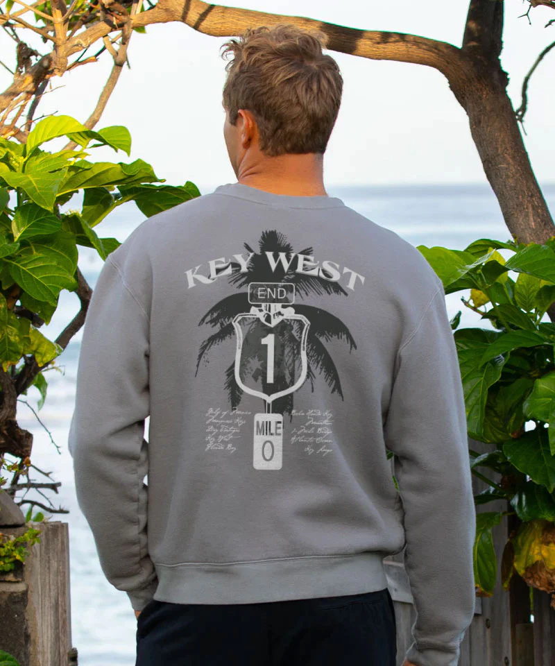 Key West Sign - Crater Dyed® Long Sleeve Sweatshirt - Image 2