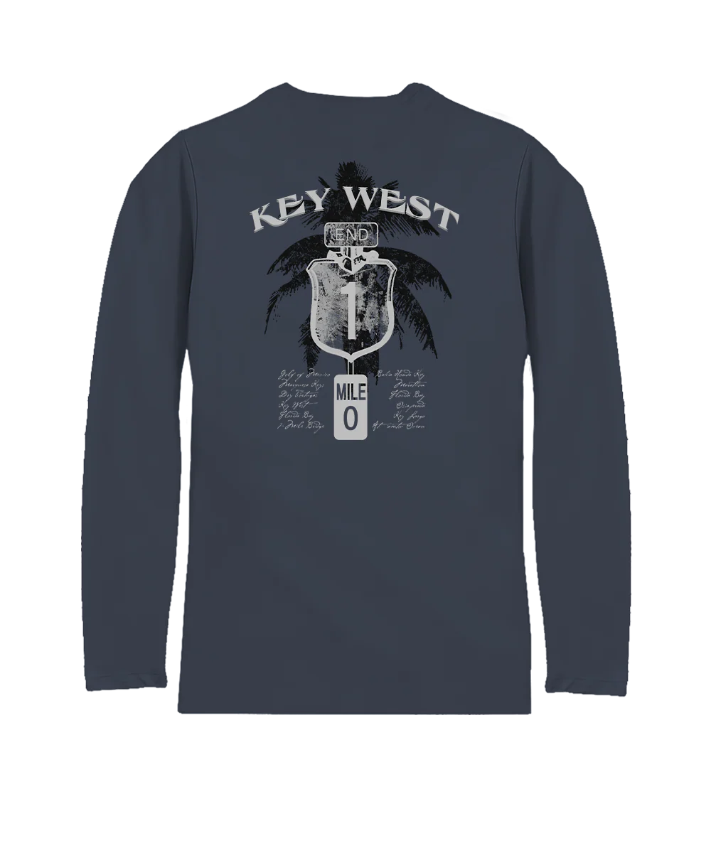 Key West Sign - Smoke Long Sleeve Pima T-Shirt