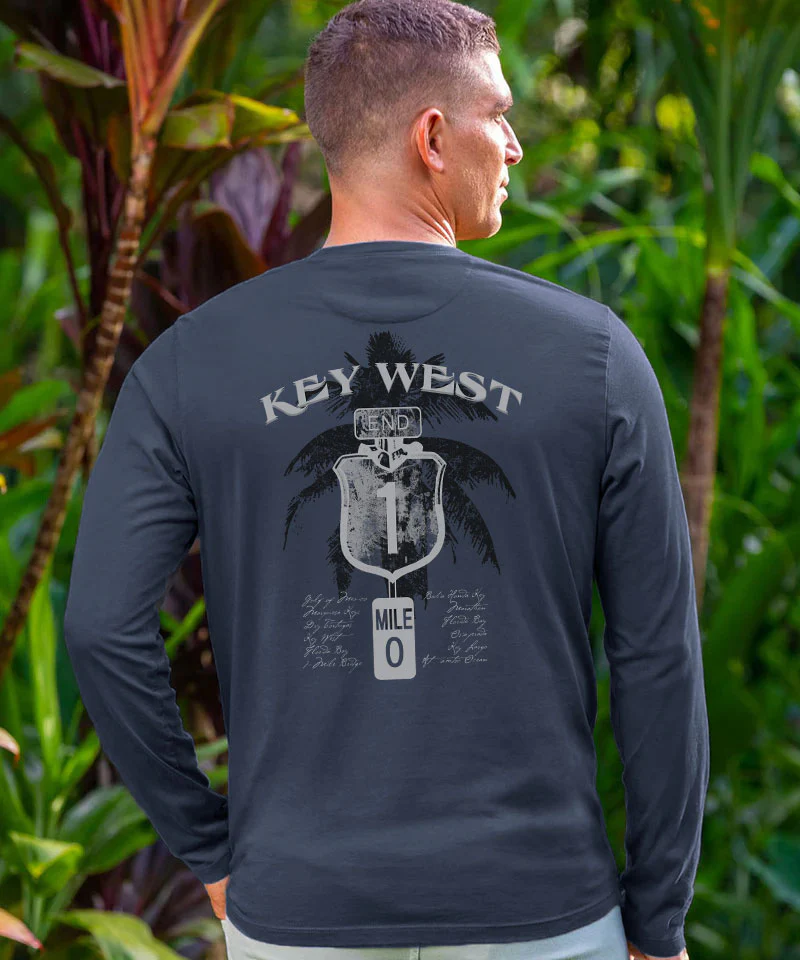 Key West Sign - Smoke Long Sleeve Pima T-Shirt - Image 2