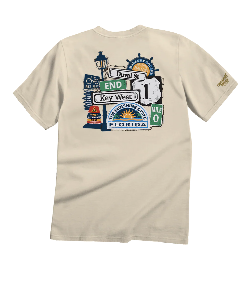 Key West Signs - Coconut Dyed Short Sleeve Crewneck T-Shirt