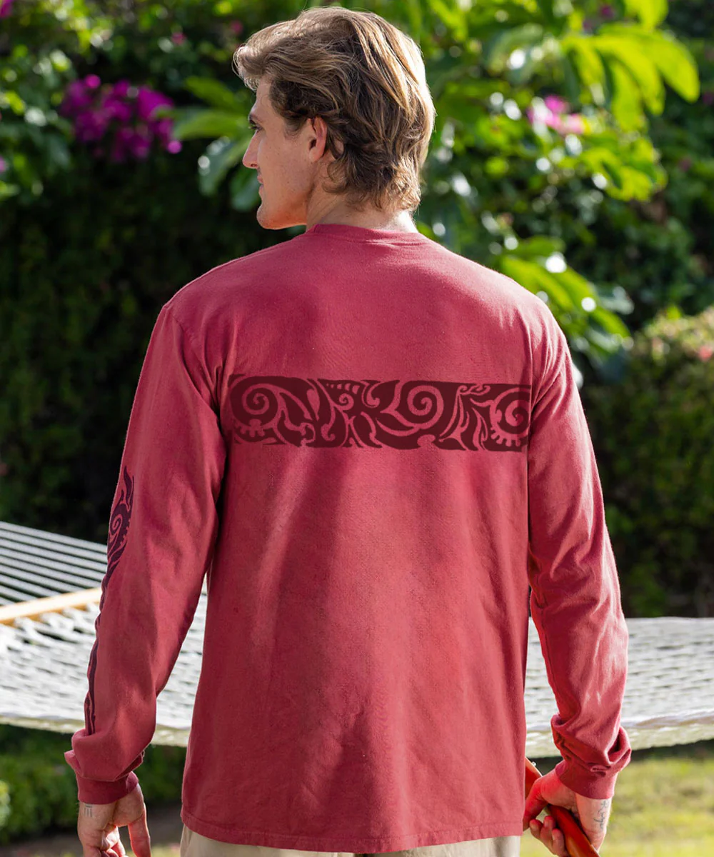 Koa Band - Paradise Red Dyed Long Sleeve Crewneck T-Shirt - Image 3