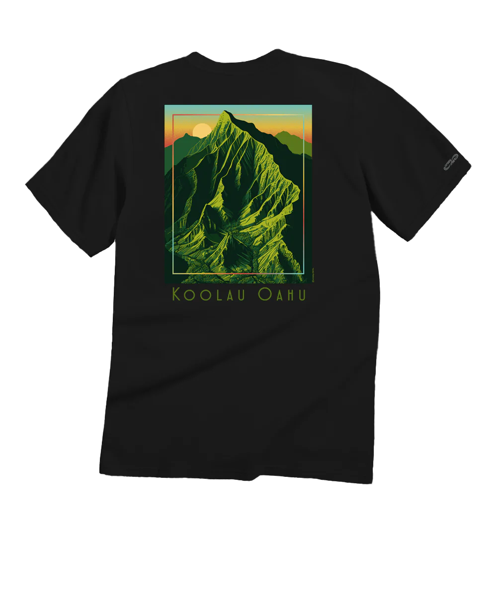 Koolau Sunset - Black Short Sleeve Crewneck T-Shirt