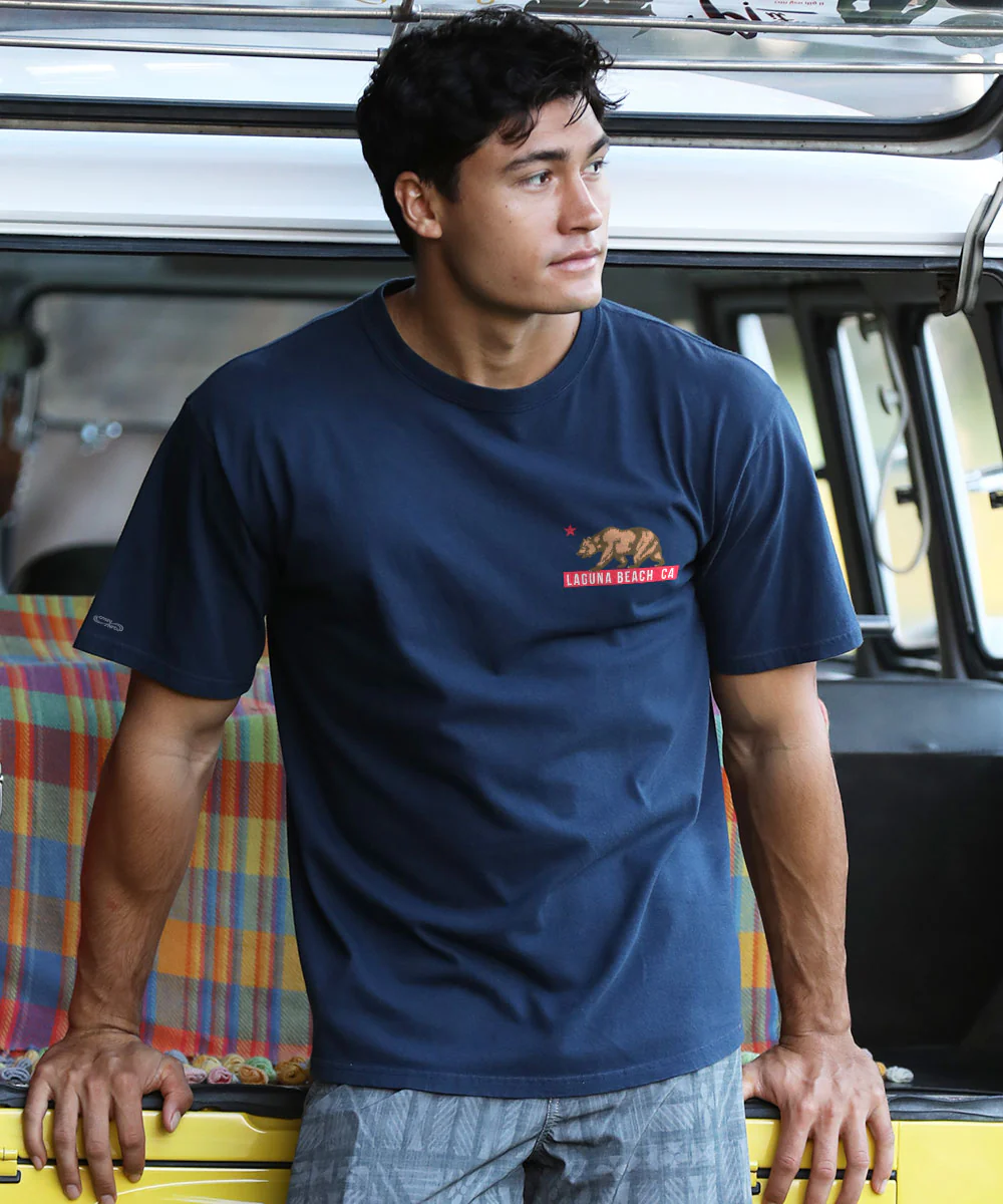 Laguna Beach Lifeguard Surf - Navy Short Sleeve Crewneck T-Shirt - Image 3