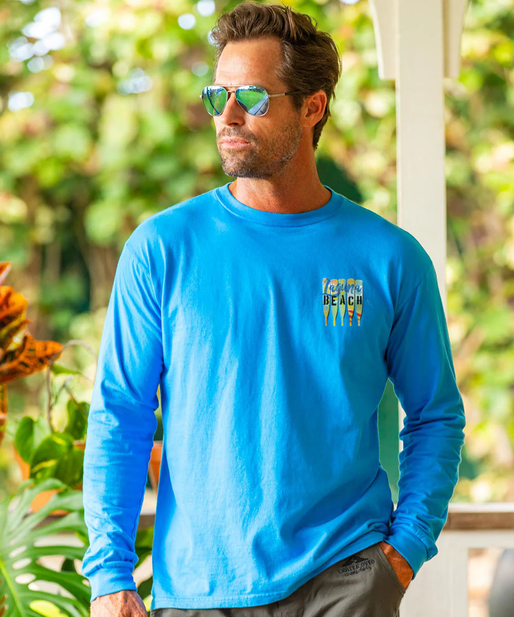 Laguna Beach Oars - Blue Hawaii Dyed Long Sleeve Crewneck T-Shirt - Image 3