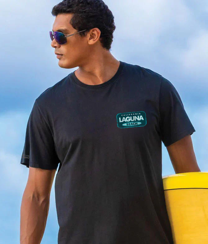 Laguna Beach Watch Tower - Jet Black Short Sleeve Pima T-Shirt - Image 3