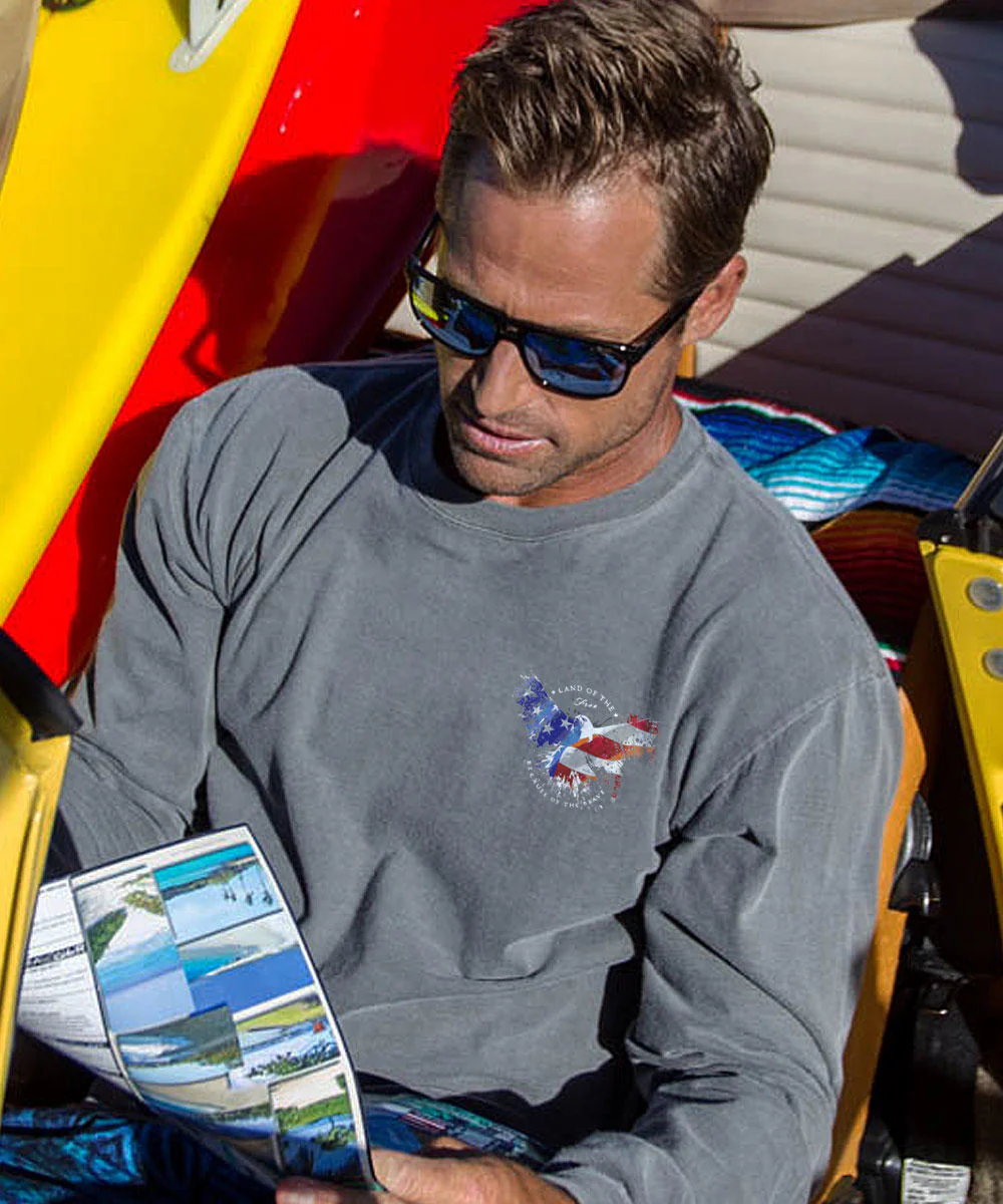 Land Of The Eagle - Crater Dyed® Long Sleeve Crewneck T-Shirt - Image 3