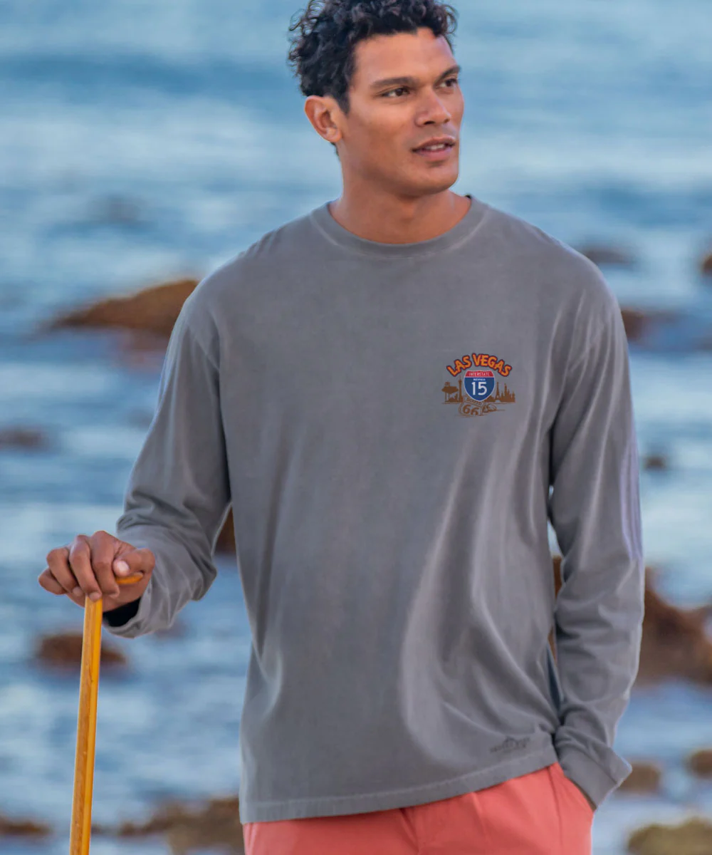 Las Vegas Signs - Crater Dyed® Long Sleeve Crewneck T-Shirt - Image 3