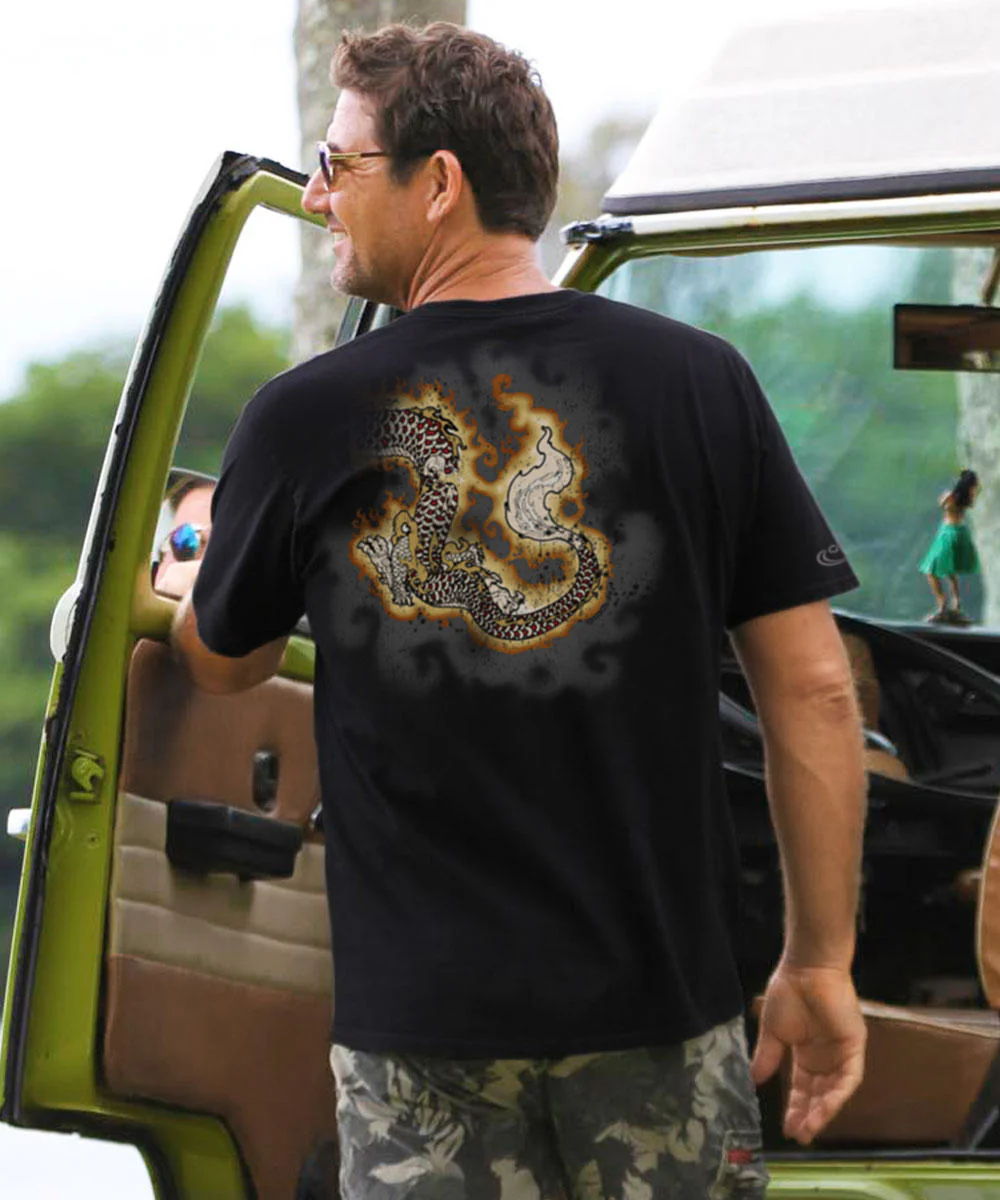 Lava Dragon - Black Short Sleeve Crewneck T-Shirt - Image 3