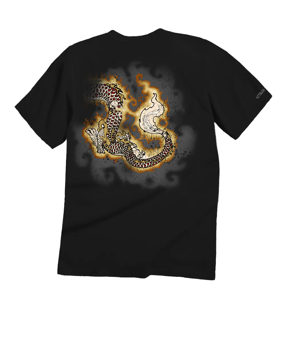 Lava Dragon - Black Short Sleeve Crewneck T-Shirt - Image 4
