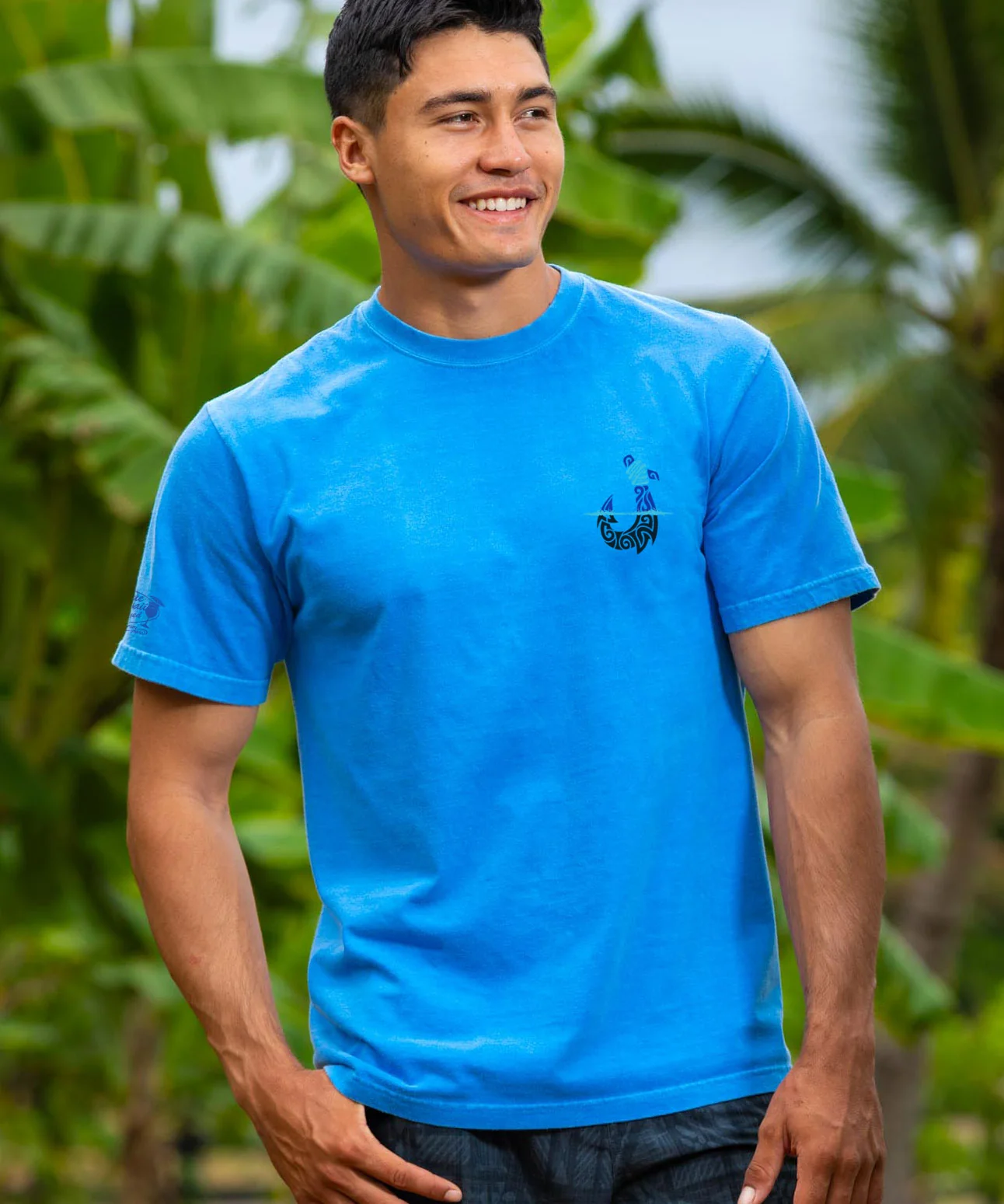 Lawaia Makau Ulua - Blue Hawaii Dyed Short Sleeve Crewneck T-Shirt - Image 3