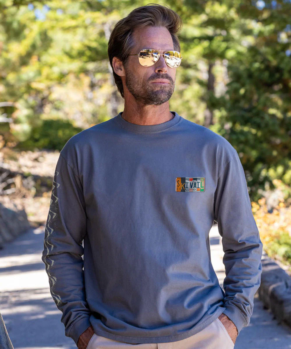 License To Ski - Crater Dyed® Long Sleeve Crewneck T-Shirt - Image 3