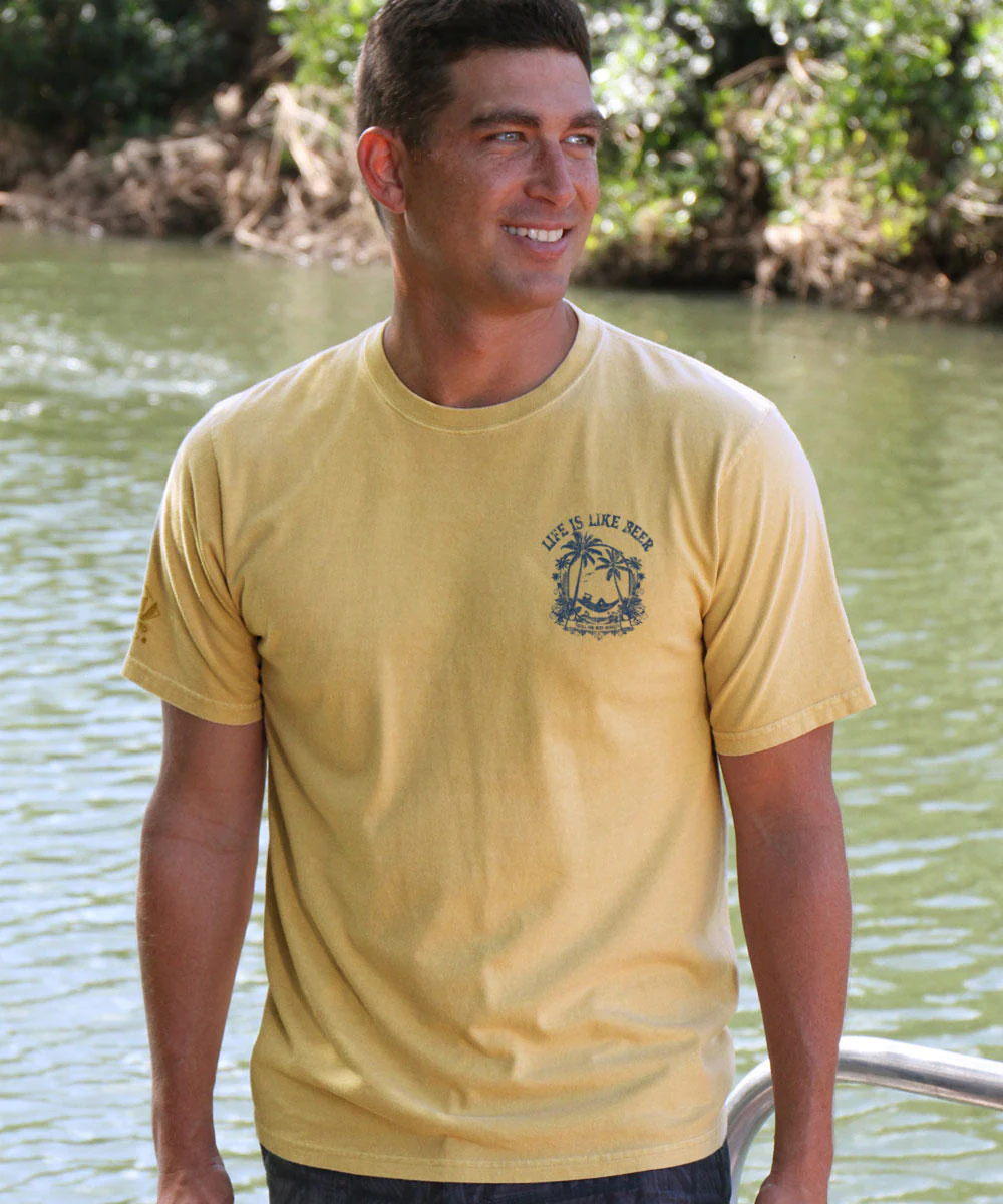 Life Is Like Beer - Beer Dyed Short Sleeve Crewneck T-Shirt - Image 3