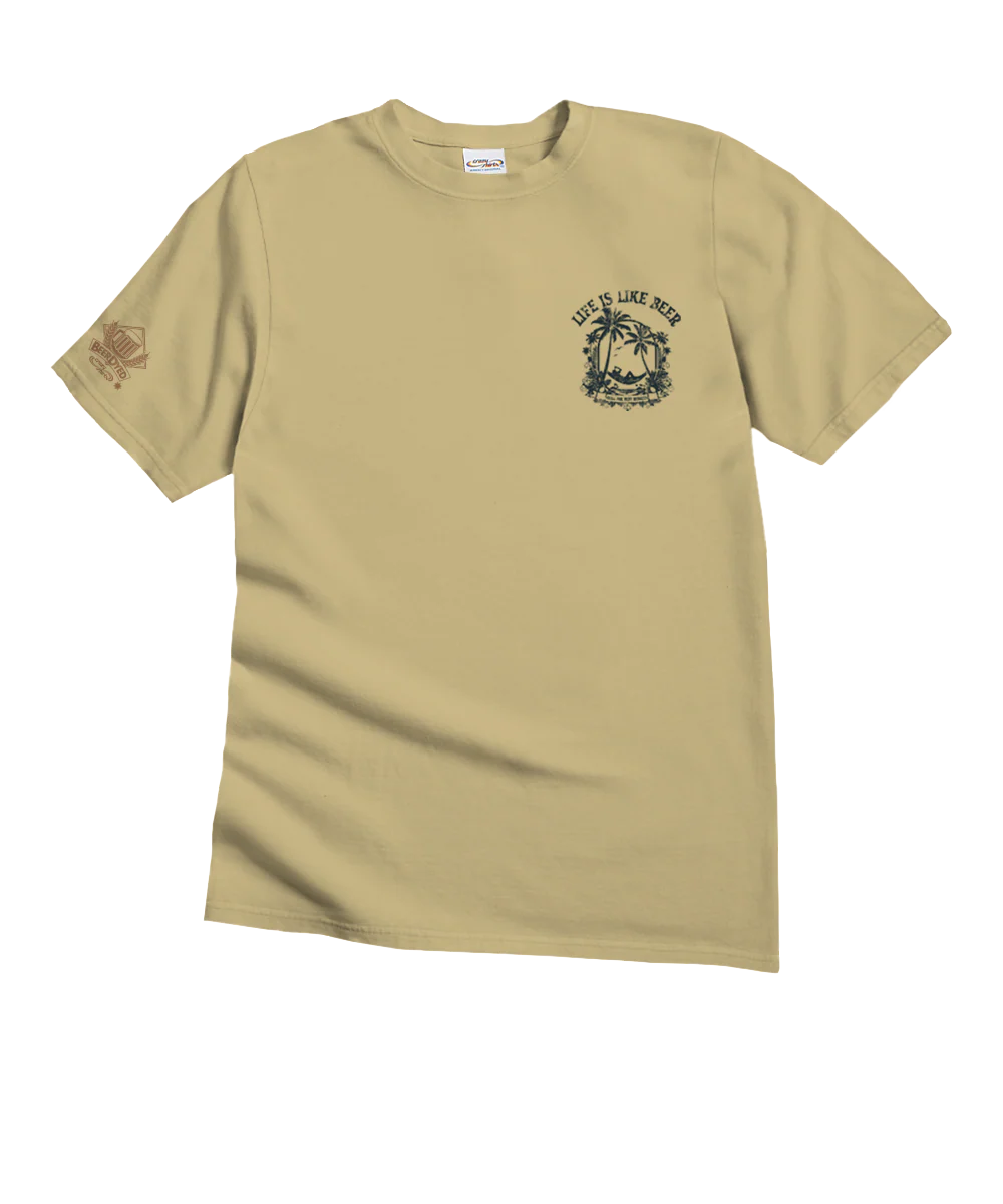 Life Is Like Beer - Beer Dyed Short Sleeve Crewneck T-Shirt - Image 4