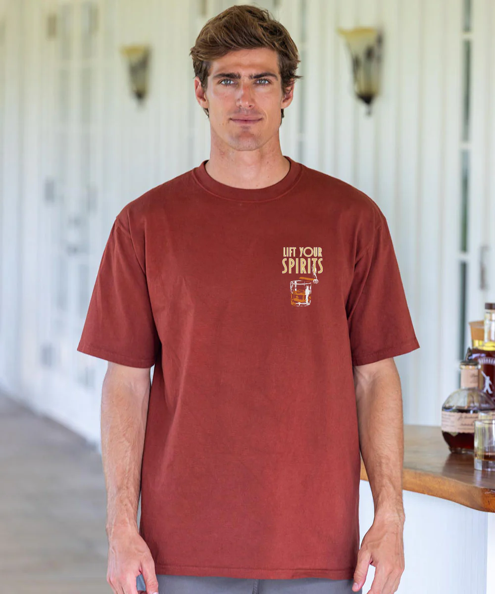 Lift Your Spirits - Whiskey Dyed Short Sleeve Crewneck T-Shirt - Image 3
