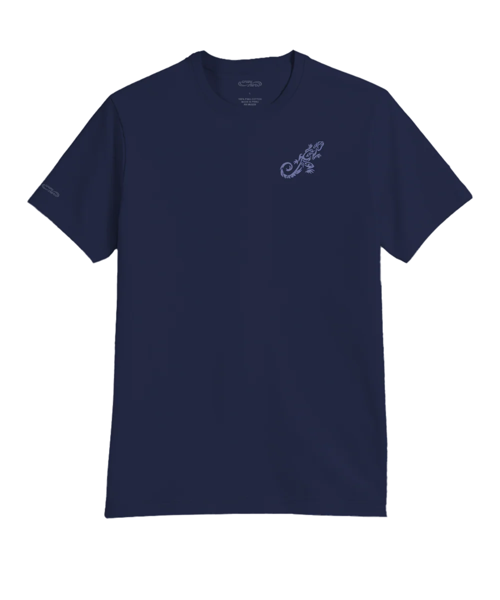 Lizard Paradise - Indigo Short Sleeve Pima T-Shirt - Image 4