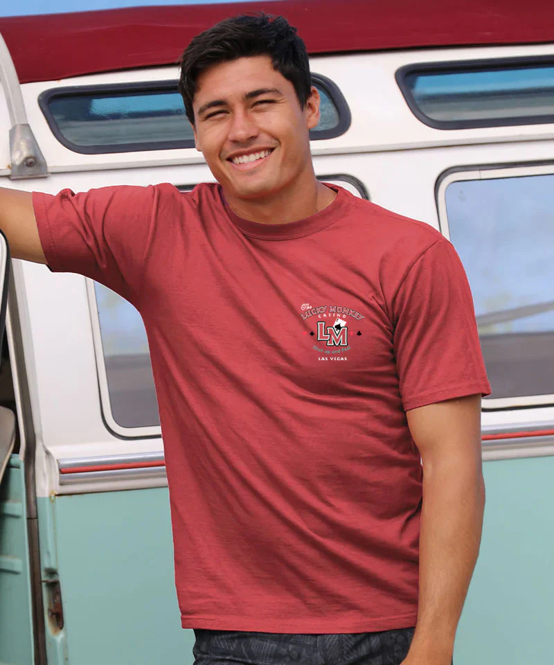 Lucky Monkey - Paradise Red Dyed Short Sleeve Crewneck T-Shirt - Image 3