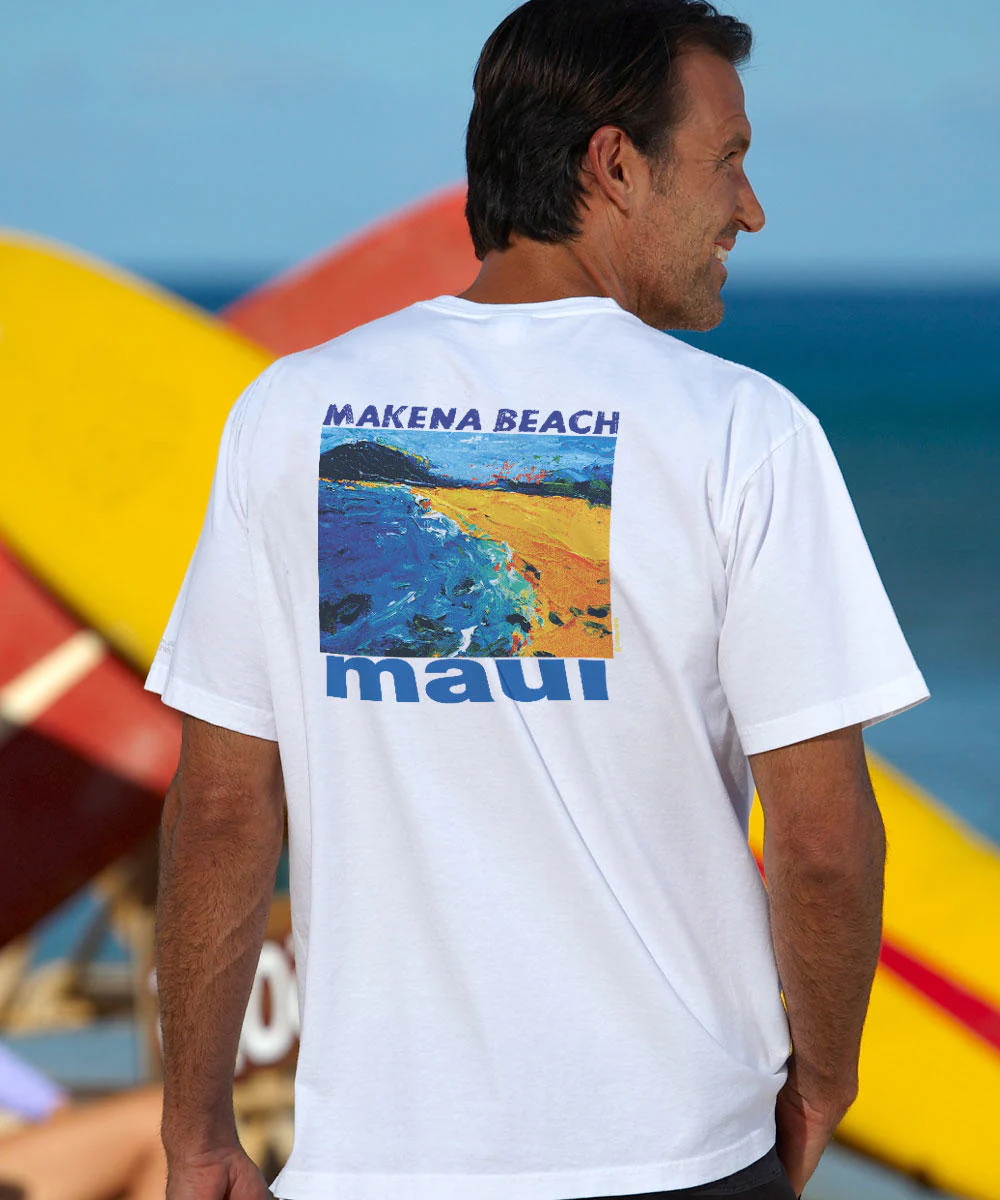 Makena Beach - White Short Sleeve Crewneck T-Shirt - Image 2