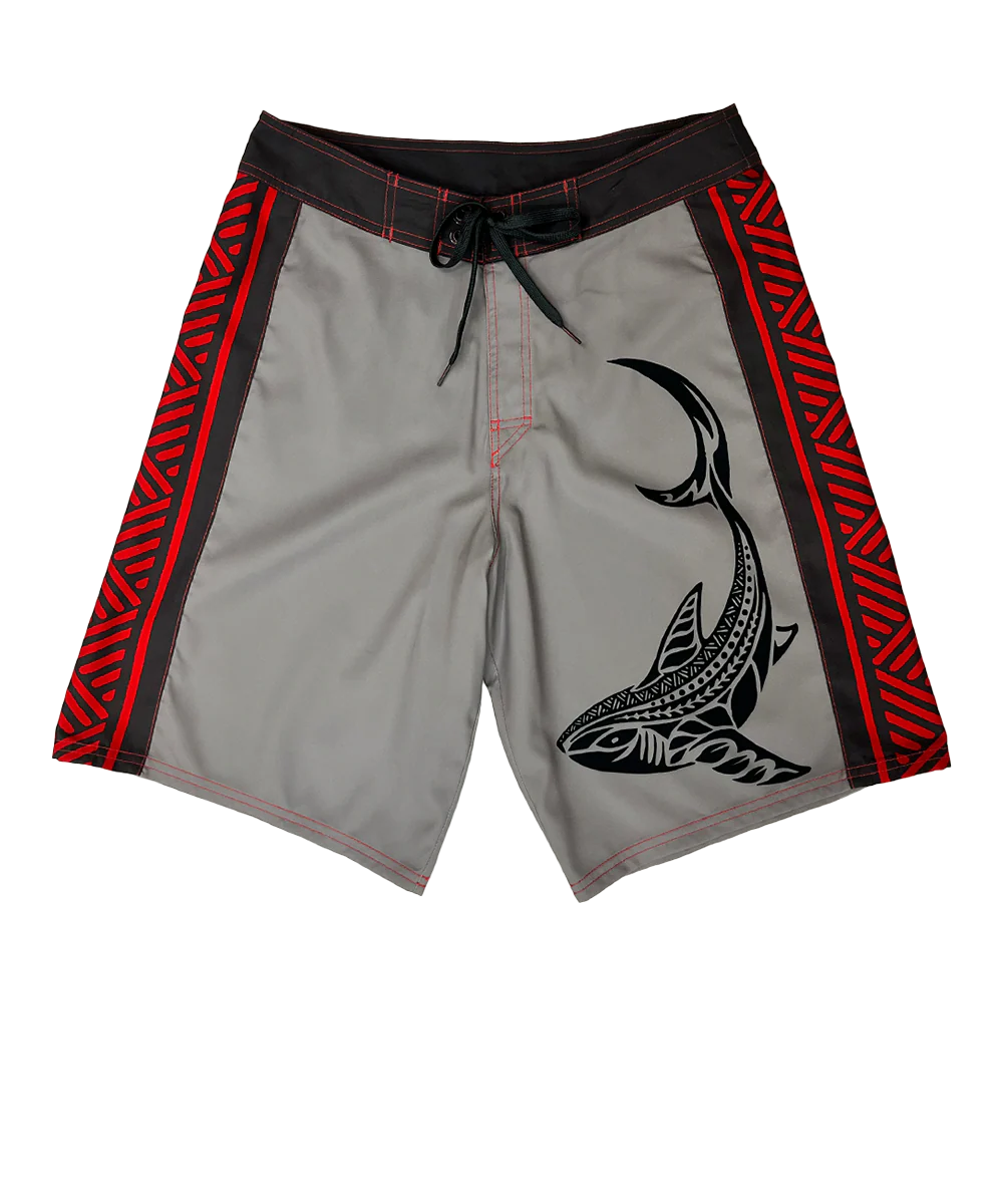 Mano Dive Tribal - Gray/Red Eco HydroPrint Board Shorts