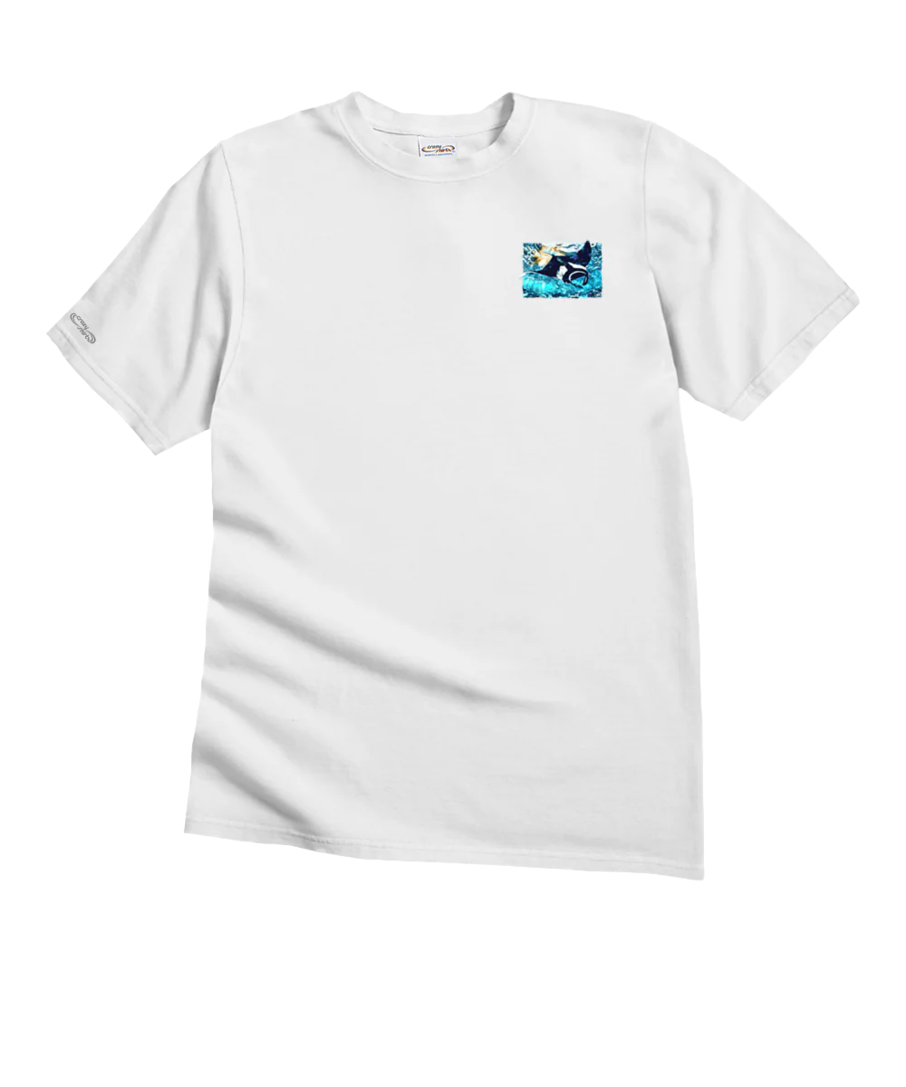 Manta Watercolor - White Short Sleeve Crewneck T-Shirt - Image 4