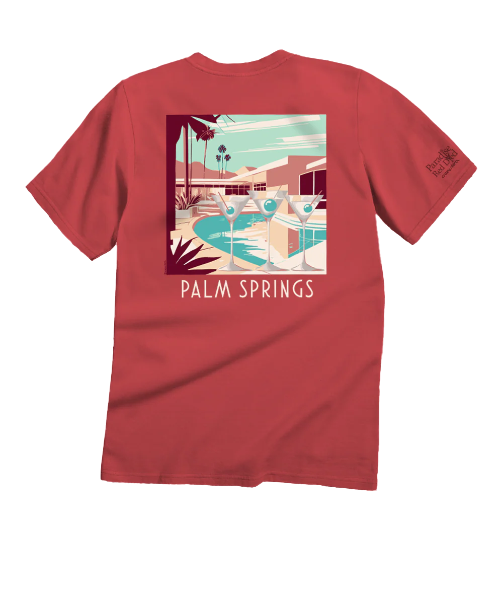 Martini Pool Party - Paradise Red Dyed Short Sleeve Crewneck T-Shirt