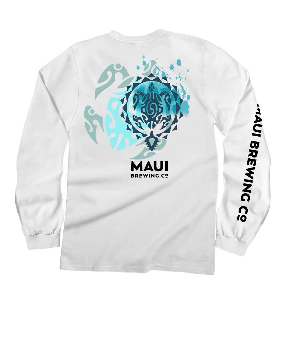 Maui Brewing Co Logo New Splatter - White Long Sleeve Crewneck T-Shirt