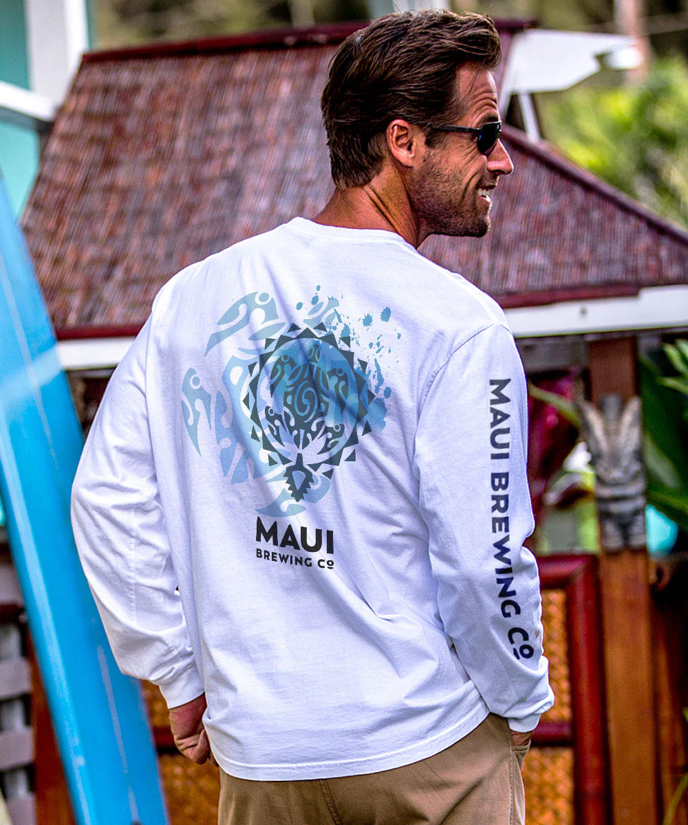 Maui Brewing Co Logo New Splatter - White Long Sleeve Crewneck T-Shirt - Image 2