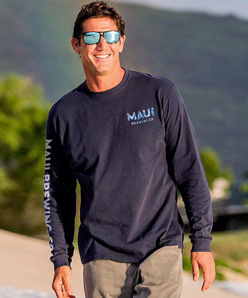 Maui Brewing Co New Big Swell - Navy Long Sleeve Crewneck T-Shirt - Image 3