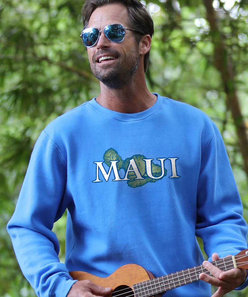 Maui Island - Blue Hawaii Dyed Long Sleeve Sweatshirt - Image 2