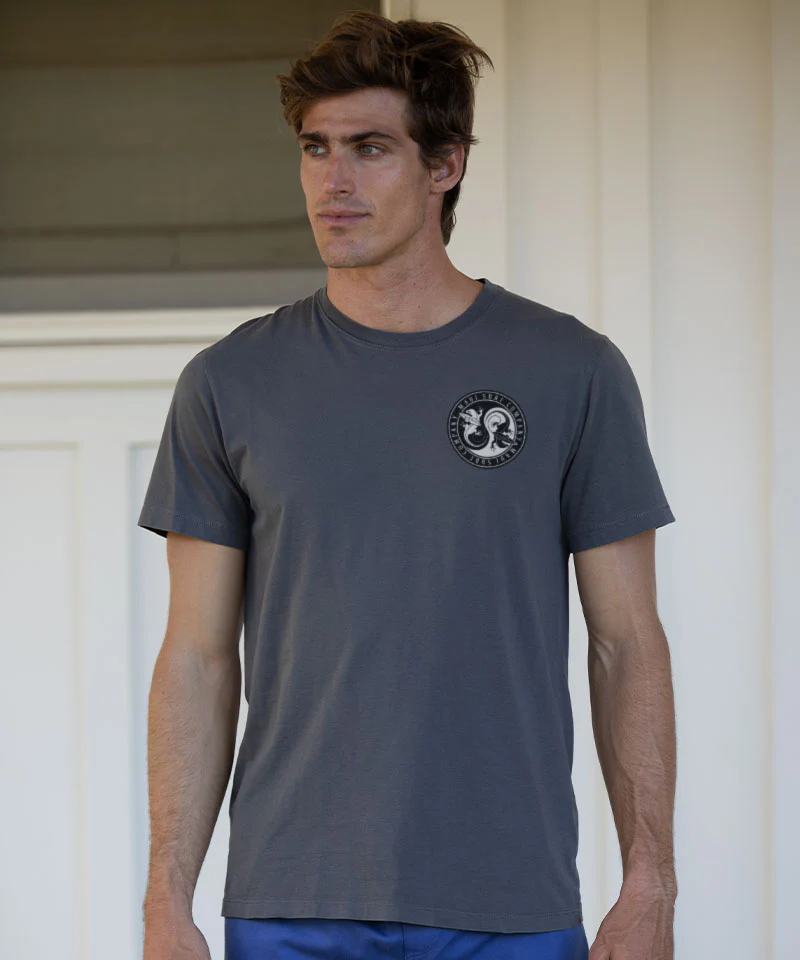 Maui Surf Circle - Smoke Short Sleeve Pima T-Shirt - Image 3