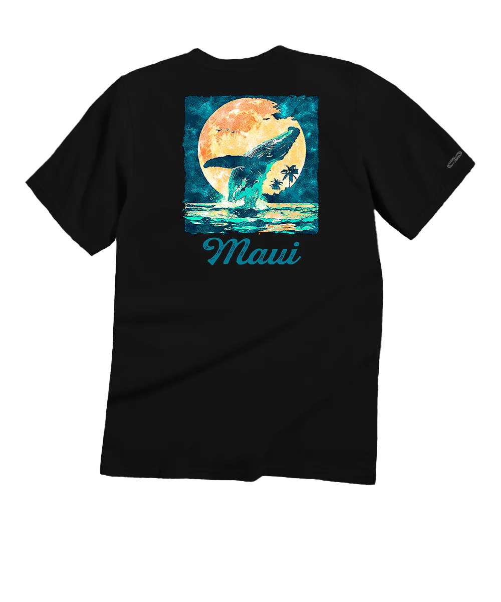 Moonlight Whale - Black Short Sleeve Crewneck T-Shirt