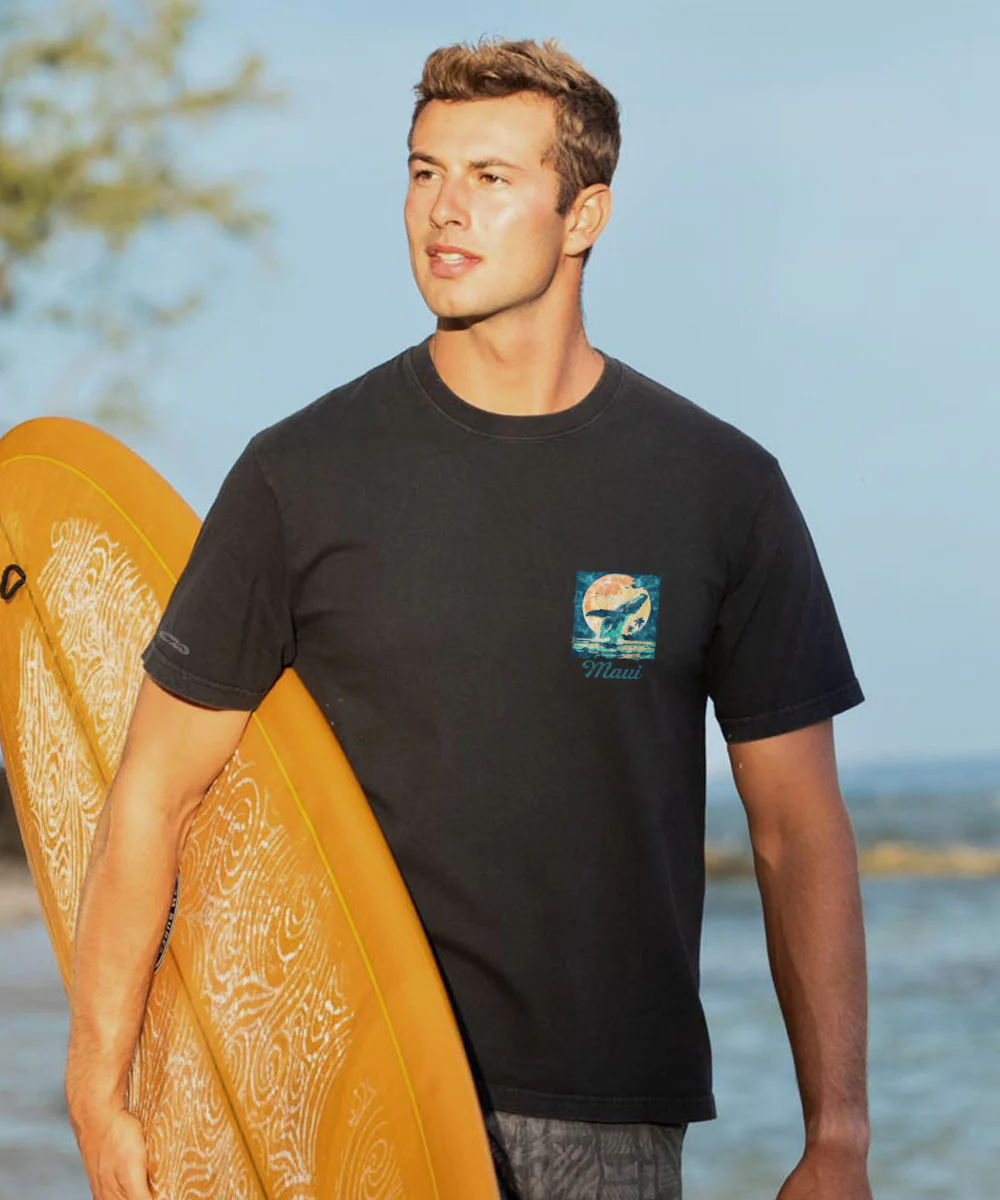 Moonlight Whale - Black Short Sleeve Crewneck T-Shirt - Image 3