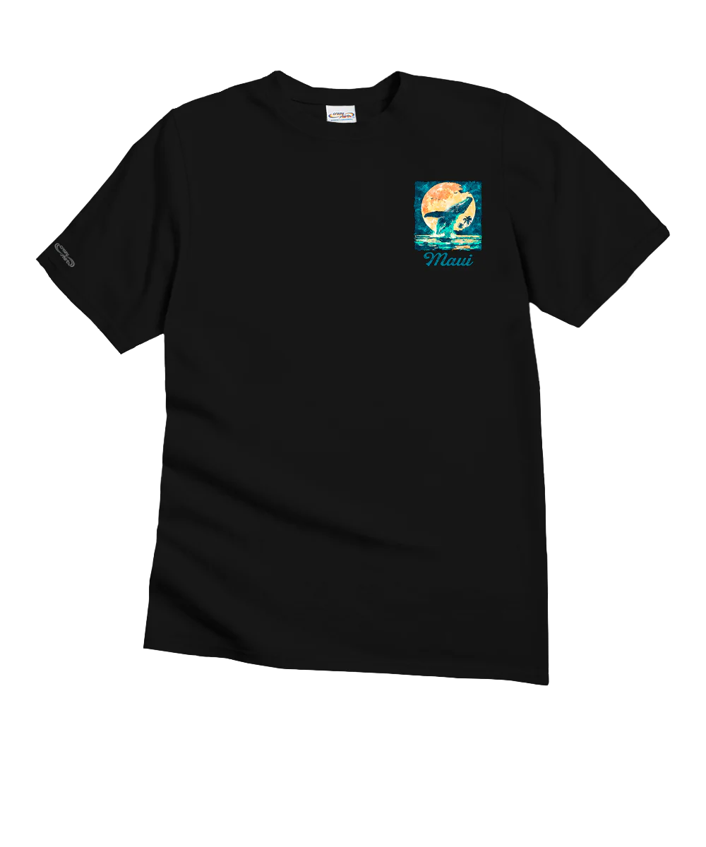 Moonlight Whale - Black Short Sleeve Crewneck T-Shirt - Image 4