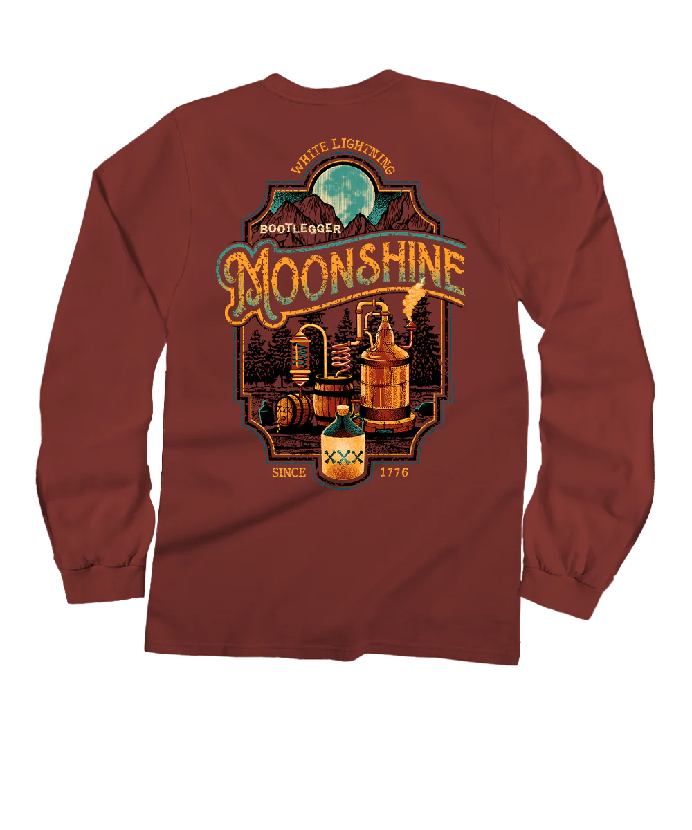 Moonshine XXX - Whiskey Dyed Long Sleeve Crewneck T-Shirt