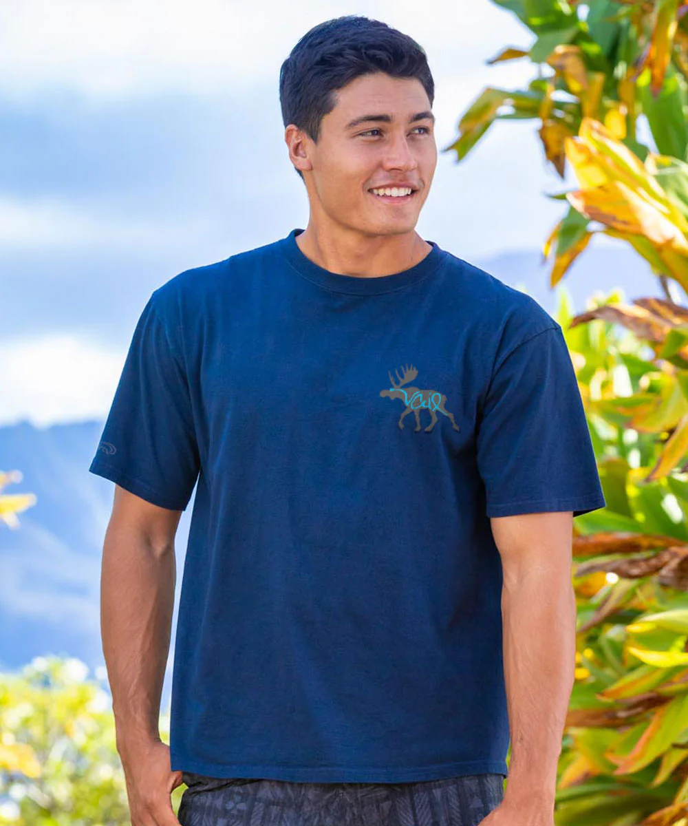 Moose Sighting - Navy Short Sleeve Crewneck T-Shirt - Image 3