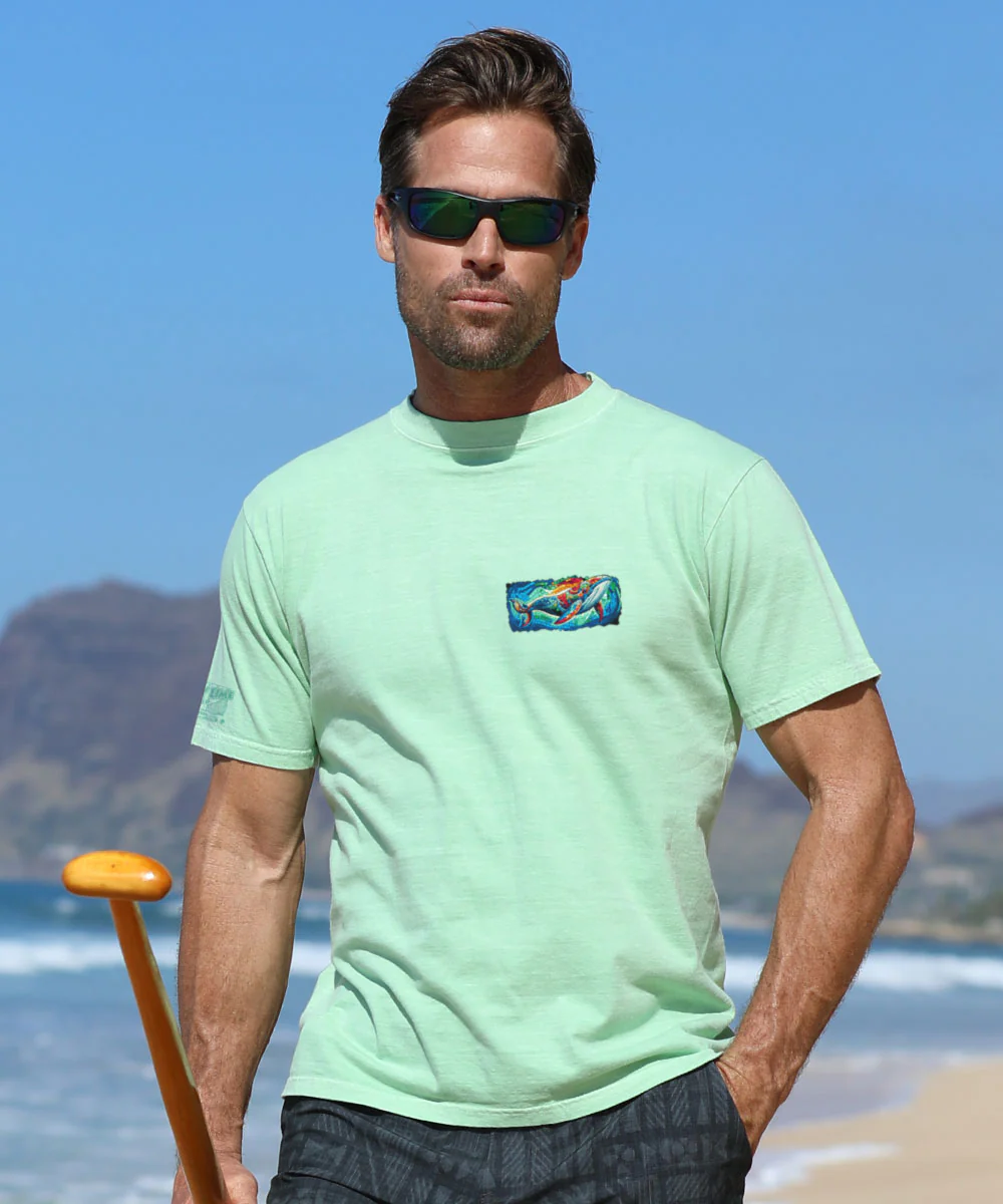 Mosaic Glass Whale - Key Lime Dyed Short Sleeve Crewneck T-Shirt - Image 3