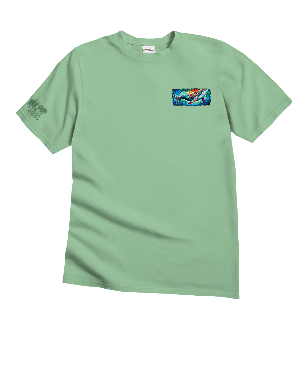 Mosaic Glass Whale - Key Lime Dyed Short Sleeve Crewneck T-Shirt - Image 4