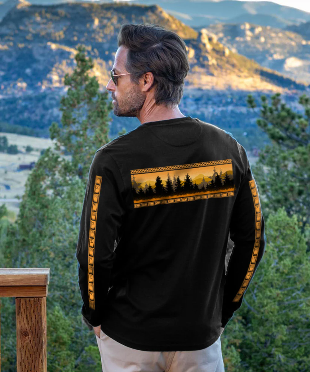 Mountain View Band - Jet Black Long Sleeve Pima T-Shirt - Image 3